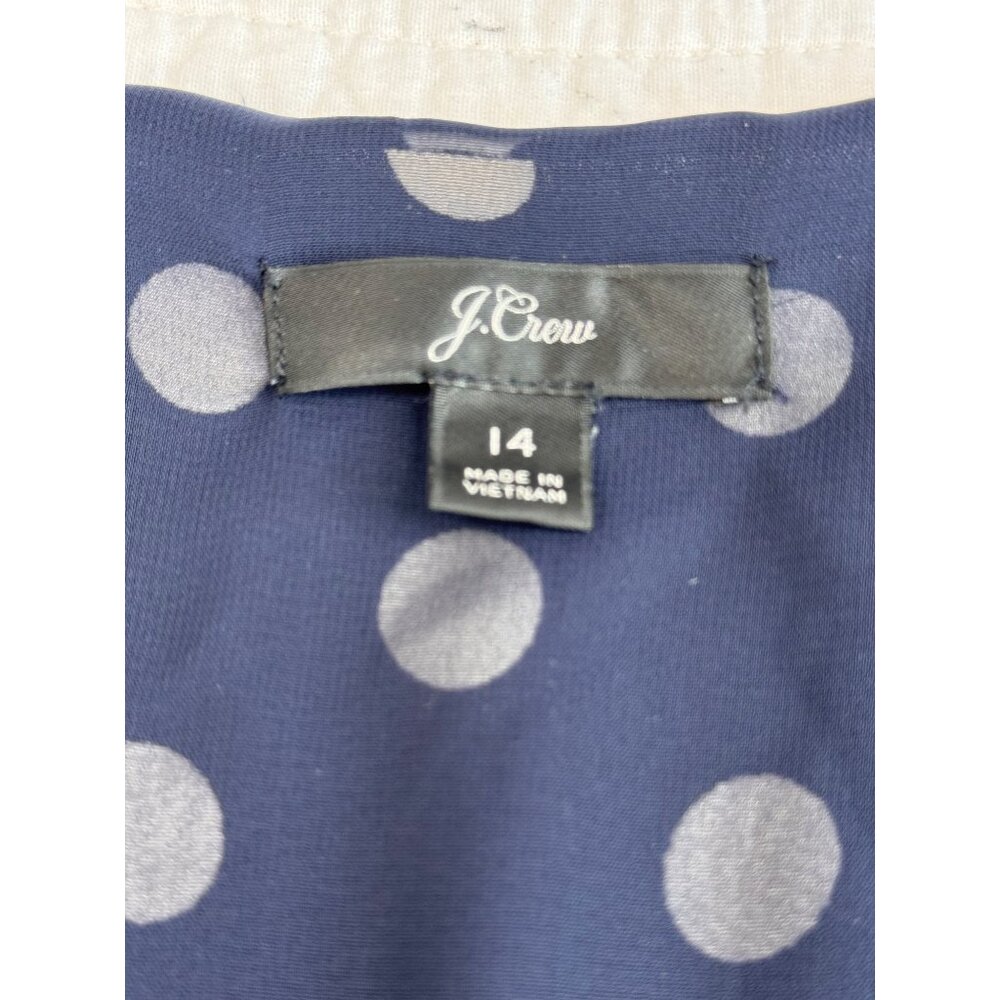 J.Crew Navy Blue & White Polka Dot Long Sleeve Blouse SZ 14 Classic - Picture 9 of 12